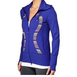 A73 Lululemon Stride Vibrant Blue Rainbow logo Jacket sz 4